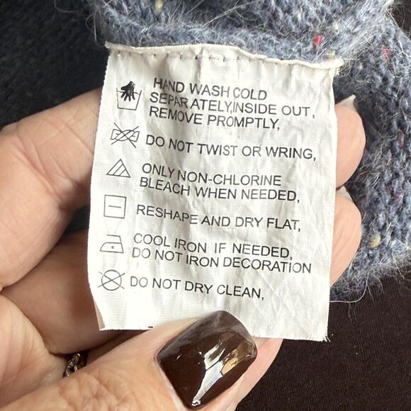 Victoria Jones Sweater Womens XL Blue Zip Cardigan Holiday Christmas Applique - Picture 8 of 10